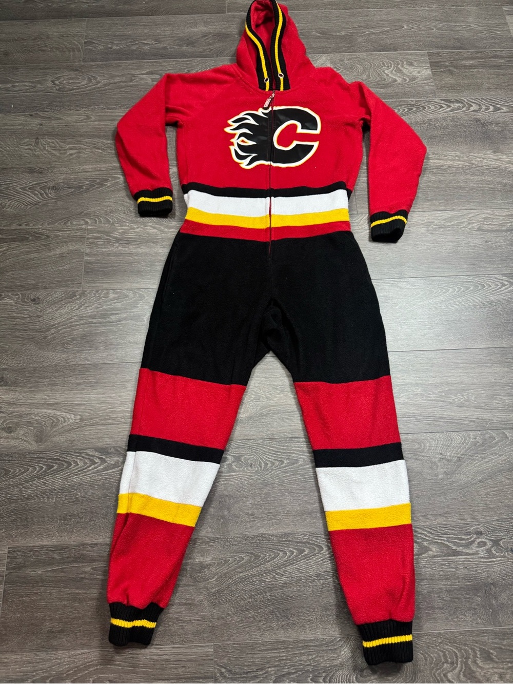 NHL Calgary Flames Red, Black & Yellow Men's One-Piece Footie